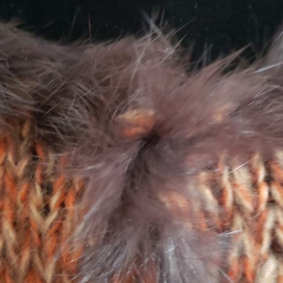 Fur Poncho 100% Dyed Rabbit Fur Lined Knit Outerwear Cardigan - Picture 7 of 9